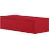 MODULARREDO | LEGOLO Mensola da Muro con Cassetto, Comodino Sospeso, Mensola da Parete, 45x13.4 p20 cm, Rosso, Kit Tasselli Incluso - Made in Italy