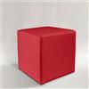 AM design Pouf, POUFF, Puff, PUF, CUBO, Ecopelle, Eco-Pelle, POGGIAPIEDI, Seduta, Design, Made in Italy (Rosso)