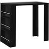 [en.casa] Tavolo Alto da Bar con 3 Scomparti Aperti Bancone a 3 Ripiani Laterali con Ferma Bottiglie per Cucina Soggiorno Penisola 117 x 57 x 107 cm - Nero