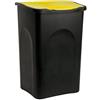 Deuba Pattumiera da 50 litri, con coperchio, cestino per rifiuti, nero e giallo