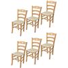 t m c s Tommychairs - Set 6 sedie modello Cuore per cucina bar e sala da pranzo, robusta struttura in Legno di faggio color naturale e seduta rivestita in pelle artificiale colore avorio