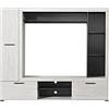 Arredo Stock Parete attrezzata soggiorno per tv bianco venato, LAP 195x171x35 cm