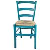 Sedam Srl Set Sedia Venezia Paesana, Legno Massello, Vari Sedute e Colori, Imbottita Paglia o Massello Cucina Casa Ristorante Agriturismo, Alta qualità (Azzurro, Seduta Paglia, 4)