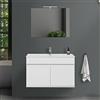 Inbagno Mobile Bagno sospeso con lavabo in Ceramica e Specchio, cassetti e Ante a Chiusura rallentata, 3 colorazioni Disponibili (90 cm 2 Ante, Bianco Lucido)