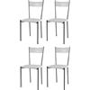 t m c s Tommychairs - Set 4 sedie modello Elegance per cucina bar e sala da pranzo, struttura in acciaio verniciata color alluminio e seduta in finta pelle colore bianco