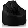 Bepouf - Pouf a Sacco Morbido in Ecopelle con Imbottitura in Palline di Polistirolo, Poltrona a Sacco Adatta per Camera e Salotto - Dimensione Giga 140x100, Colore Nero