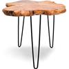 FRANKYSTAR Tavolino da caffè Design Industrial in Legno di Cedro e Ferro battuto con Bordi al Taglio Vivo Ideale per Salotto Vintage (60 x 70 x 53cm (LxPxH))