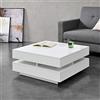 [en.casa] Tavolino Basso da Caffè con Piano Quadrato e 4 Scomparti Aperti Tavolo Laterale da Divano 75x75x36 cm con Piano Porta Riviste Oggetti per Soggiorno - Bianco Lucido