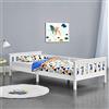 [en.casa] Struttura Letto per Cameretta Bambini Letto Singolo in Legno di Pino con Barre Protettive Testiera e Pediera Zona di Riposo 90x200 cm Bianco