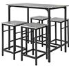 SoBuy Set 5 Pezzi Tavolo con 4 sgabelli Mobile Bar per casa Stile Industriale Grigio, L100*P60*A87cm, OGT11-HG