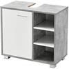 [en.casa] Mobile Sottolavabo da Terra Armadietto ad Anta e 3 Ripiani Regolabili in Altezza Mobiletto da Bagno Sotto Lavandino Ritaglio Sifone 56x60x31 cm - Effetto Cemento/Bianco