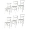 t m c s Tommychairs - Set 6 sedie modello Venezia per cucina bar e sala da pranzo, robusta struttura e seduta in Legno di faggio laccato bianco e seduta imbottita e rivestita in finta pelle color bianco