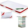 EVERGREENWEB MATERASSI & BEDS EVERGREENWEB - Materasso Letto Singolo 90x190 in Memory Foam & Poliuretano Ortopedico Alto 22 cm con Cuscino Cervicale Incluso, Lastra Onda MASSAGGIANTE, Rivestimento Anallergico Bianco SFODERABILE