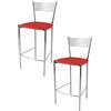 t m c s Tommychairs - Set 2 sgabelli alti modello Elegance per cucina e bar, struttura in acciaio cromato e seduta imbottita e rivestita in pelle artificiale colore rosso