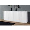 Web Convenienza Madia con 4 Ante Credenza Contenitore Collezione Sprint per Soggiorno Cucina Ingresso Sala da Pranzo Mobile Bianco Laccato Lucido - 200 cm
