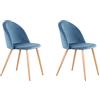 BenyLed Set di 2 Sedie Imbottite per Sala da Pranzo, con Schienale in Morbido Velluto e Gambe in Metallo Regolabili in Stile Legno, Blu