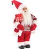 Baroni Home Babbo Natale con Vestito Classico in Velluto H 40 cm, Pupazzo di Babbo Natale Rosso con Pacco, Addobbo Natalizio