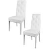 t m c s Tommychairs - Set 2 sedie Chantal per cucina e sala da pranzo, struttura in legno di faggio verniciata bianco, seduta e schienale con bottoni imbottiti e rivestiti in pelle artificiale bianco