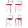 t m c s Tommychairs - Set 4 sgabelli alti modello Elegance per cucina e bar, struttura in acciaio cromato e seduta imbottita e rivestita in pelle artificiale colore rosso