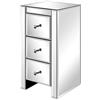 Alightup Comodino Specchio con 3 Cassetti, Tavolo da Notte, Guéridon, Armadio di Stoccaggio in Vetro, 30 x 30 x 60 cm