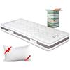 EVERGREENWEB MATERASSI & BEDS Evergreenweb - Materasso Singolo 80x190 alto 20cm a Molle in Acciaio e Waterfoam con CUSCINO Memory, Ortopedico contro Mal di Schiena, RIGIDO EXTRA COMFORT Fodera Antiacaro x Letti, Reti Fisse