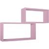 MODULARREDO | BIS RETTANGOLO BISLUNGO Set di 2 Mensole da Muro, Pensile Bagno, Mensola da Parete, Scaffale da Parete, Rosa Blush, 70x35 p20 cm e 60x30 p20 cm - Made in Italy