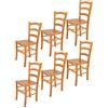 t m c s Tommychairs - Set 6 sedie modello Venice per cucina bar e sala da pranzo, robusta struttura in legno di faggio color miele e seduta in legno