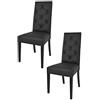 t m c s Tommychairs - Set 2 sedie Chantal per Cucina e Sala da Pranzo, Struttura in Legno di faggio Verniciata Nero, Seduta e Schienale con Bottoni Imbottiti e Rivestiti in Pelle Artificiale Nero