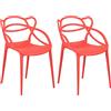 Totò Piccinni Sedia INFINITY EYE Impilabile Design Moderno in Polipropilene (Rosso, 2 Pz)