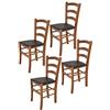 t m c s Tommychairs - Set 4 sedie modello Venice per cucina bar e sala da pranzo, robusta struttura in legno di faggio color noce e seduta rivestita in pelle artificiale colore moka