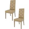 t m c s Tommychairs - Set 2 sedie Chantal per Cucina e Sala da Pranzo, Struttura in Legno di faggio, Seduta e Schienale con Bottoni Imbottiti e Rivestiti in Pelle Artificiale Cappuccino