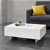 [en.casa] Tavolino Centrale da Salotto Tavolo Basso da caffè con Piano Rettangolare per Soggiorno Camera da Letto Studio 85 x 55 x 31 cm - Bianco Lucido