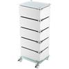 FERIDRAS 221007-B Carrello, 5 Cassetti Girevole, Bianco, 30x36.5x91.5 cm