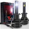 KATUR Lampadine per fari H1 a LED Mini Design Chips potenziati Kit di conversione per fari LED all-in-One da 12000 Lumen 55W 6500K Xenon White-2 Years Waranty