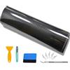 CompraFun Pellicola Adesiva per Auto 6D, 300x30cm Pellicola Adesiva Fibra di Carbonio, Rivestimento Adesivo Nero Car Sticker, Con Accessori, Fai da Te Decorativa Wrapping Auto e Moto