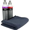 ADVANTUSE Set di lucidatura a tre pezzi Koch Chemie Heavy Cut 250 ml + Micro Cut & Finish con Carnauba 250 ml + 1 panno in microfibra ADVANTUSE
