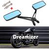 DREAMIZER 8mm 10mm Rettangolo Specchietti Retrovisore per Moto, Stile Retrò Specchietti Laterali moto Compatibile con Bobber Sportster XL883 1200 48 Dyna Street Glide Softail Low Rider