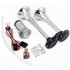 YIYIDA Corno di auto car horn clacson ad aria da 150DB in zinco cromato doppia tromba altoparlante con pompa ad aria compressore per qualsiasi veicolo camion treno auto furgoni barche moto ecc