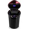 ENDARK Posacenere Auto con Coperchio & Accendino Rimovibile e LED Blu | Acciaio Inox Interno, Plastica Esterna. Coperchio Estraibile per Pulizia Facile. Ideale per Auto, Casa, Ufficio e Viaggi