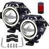 Biqing Faretti LED Moto, U7 Fari Moto Faretto Anteriore fendinebbia Fari Supplementari per moto Fari moto con luci Angel Eyes 3000LM 125W con Interruttore per Moto Auto Bici Camion Barca