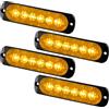 Teguangmei 4Pz Ultra-Sottile 6LED Luce Stroboscopica di Emergenza Ambra Lampeggiante - Spia Laterale Impermeabile Universale per Camion Rimorchio Moto 12-24V