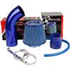 Pindex Filtro Aria Sportivo Auto: Filtro di Ingresso Dell'aria Filtro a Cono in Fibra di Carbonio con Tubo Aspirazione Aria - Blu