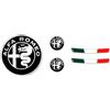 4R Quattroerre.it, Kit di Stemmi Adesivi 3D, Ideali per Interni di Alfa Romeo Stelvio e Giulia, Certificati OEM, 2 Adesivi Tricolore e 3 Adesivi Logo, Prodotto Ufficiale