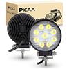 PICAA Faro da Lavoro LED 2pcs 27W 4 Pollici Tondo Spot Light Fari Led Auto Luci Off Road per Fuoristrada Guida Fendinebbia Luci della Barca Luci di Guida Faro da Lavoro a Led SUV Lampada Trattore