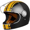 ORIGINE Casco moto integrale Casco vintage in fibra di vetro stile retrò con visiera ECE(CUSTOM YELLOW BLACK,XL)