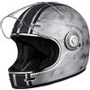 ORIGINE Casco moto integrale Casco vintage in fibra di vetro stile retrò con visiera ECE(CUSTOM SILVER,L)