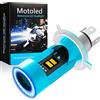 Sidaqi HS1 H4 LED Lampadine per fari moto con 5 colori Angel Eye, 25W 2600LM Super Bright Hi/Lo Beam H4 LED bianco 6000K Sostituzione per moto H4 Lampadina LED DC12-24V (1 PCS)