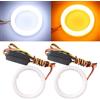 Qasim 1 coppia di LED COB Fari Angel Eyes 60MM 4014 72SMD Bianco+Amber Switchback Anello Halo Occhi d'Angelo Universale per Auto Moto per DRL Faro Fendinebbia DC12V