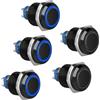 Linkstyle Interruttore a Pulsante da 16mm, Pulsante a Scatto 12V 5A Autobloccante ON/OFF con Luce LED per Auto RV, 5 pz