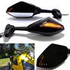 MISS MOLY Specchietto Retrovisore per Moto con Indicatore di Direzione a LED Indicatore di Freccia Per CBR GSXR YZF(Nero Lucido + Lente Fumo)